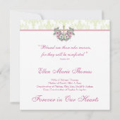 Invitation Croix rose en souvenir d'amour (Dos)