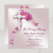 Invitation Croix rose en souvenir d'amour (Devant / Derrière)