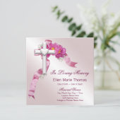 Invitation Croix rose en souvenir d'amour (Debout devant)