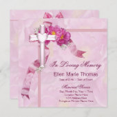 Invitation Croix rose en souvenir d'amour (Devant / Derrière)