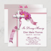 Invitation Croix rose en souvenir d'amour (Devant / Derrière)