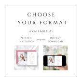 Invitation Croix rose florale fille première communion photo