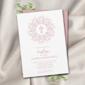 Invitation Croix rose moderne