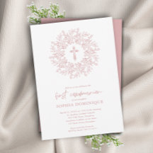 Croix rose moderne Première communion