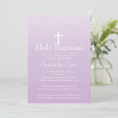 Invitation Croix rose ombre garland moderne Saint-Baptême (Debout devant)