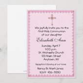 Invitation Croix rose religieuse (Devant / Derrière)