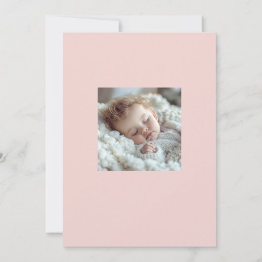 Invitation Croix rose simple Baptême chrétien avec photo (Dos)