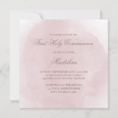 Invitation Croix sainte sur la première communion sainte rose (Dos)