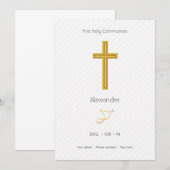 Invitation Croix sobre sur papier relief (Devant / Derrière)