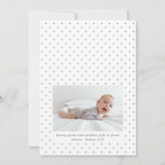Invitation Croix subtile bleue en lettres Calligraphie Baptêm (Dos)