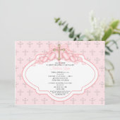 Invitation Croix sucrée Baptême de la petite fille (Debout devant)