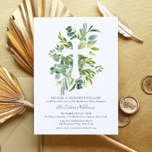 Invitation Croix végétale florale Baptême