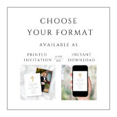 Invitation Croix Verte Photo Boy First Communion