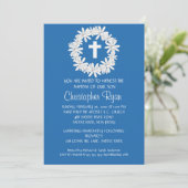 Invitation Croix Wreath Baby Boy Baptisme Inviation (Debout devant)