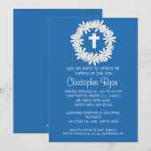 Invitation Croix Wreath Baby Boy Baptisme Inviation (Devant / Derrière)
