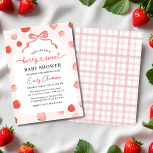 Invitation Croquette Berry Sweet Bow Baby shower fraise