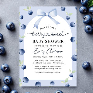 Invitation Croquette Bow Blueberry Berry Baby shower doux
