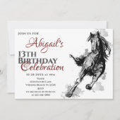 Invitation Croquis à cheval Galloping Fête d'anniversaire (Devant)