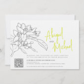 Invitation Croquis au crayon de fleurs d'agrumes mariage oran (Devant)