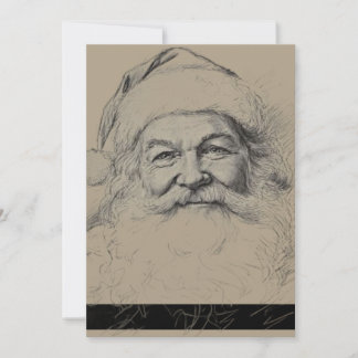 Invitation Croquis au crayon de Père Noël vintage