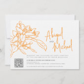 Invitation Croquis au crayon orange mariage orange (Devant)