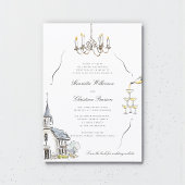 Invitation Croquis de chapelle chic Site web de mariage QR