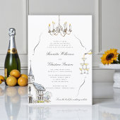 Invitation Croquis de chapelle chic Site web de mariage QR