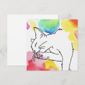 Invitation Croquis de chat coloré (Devant / Derrière)
