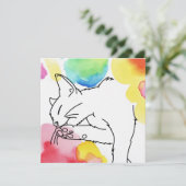 Invitation Croquis de chat coloré (Debout devant)