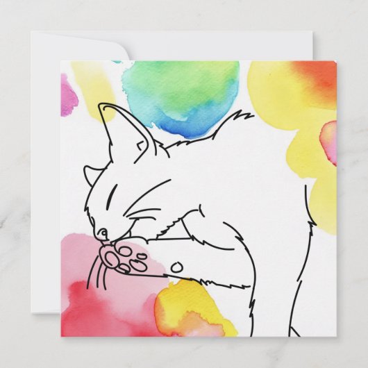 Invitation Croquis de chat coloré (Devant)