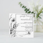 Invitation Croquis de fleurs blanches noires Botanique (Debout devant)