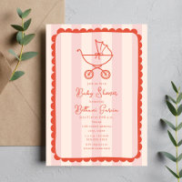 Croquis de la poussette Baby shower fille rose pal