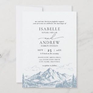 Invitation Croquis de paysage de montagne pour mariage