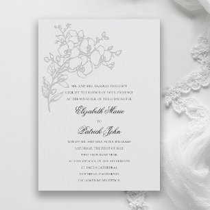 Invitation Croquis d'orchidée Formel Traditionnel Ivory Maria