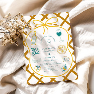 Invitation Croquis du Mariage alimentaire en treillis italien