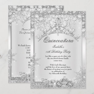 Invitation Croquis en argent Quinceanera 15e Carriage d'hiver