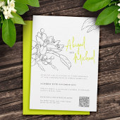 Invitation Croquis en fleur de citron vert mariage gris jaune