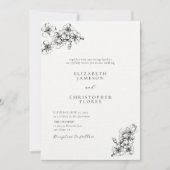 Invitation Croquis en fleurs de cerisier moderne Mariage BW b (Devant)
