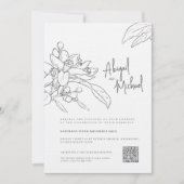 Invitation Croquis en fleurs orange mariage photo mono (Devant)