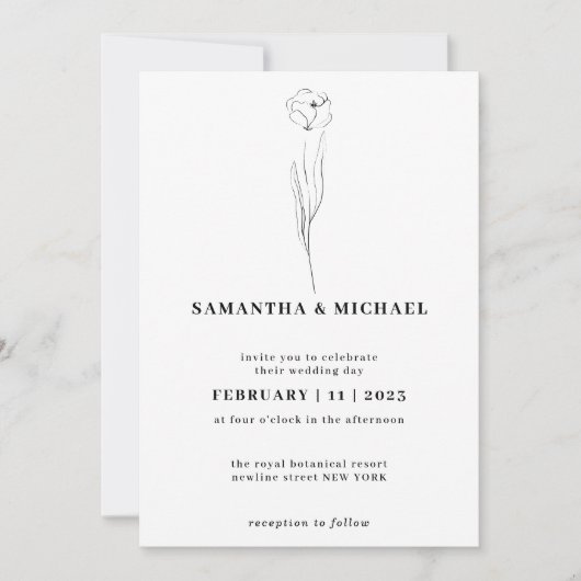 Invitation Croquis floral Clear Indie Botanique (Devant)