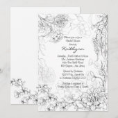 Invitation Croquis floral sur l'invitation à la douche nuptia (Devant / Derrière)