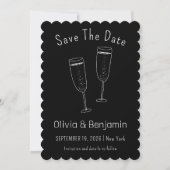 Invitation Croquis Mariage Toast Champagne Enregistrer La Dat (Devant)