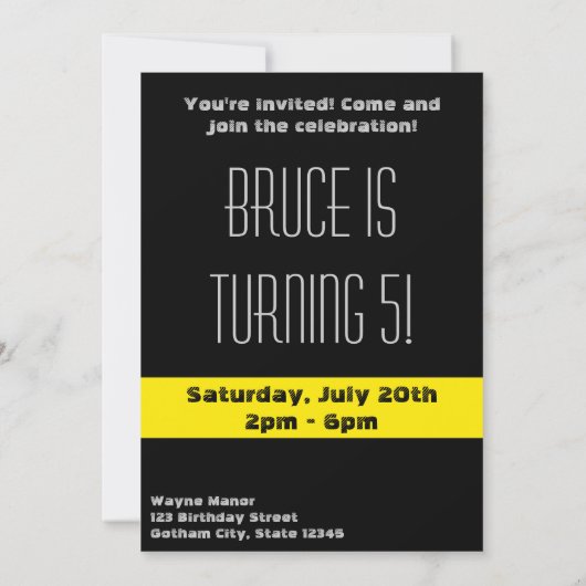 Invitation Croquis Mini Batman (Dos)