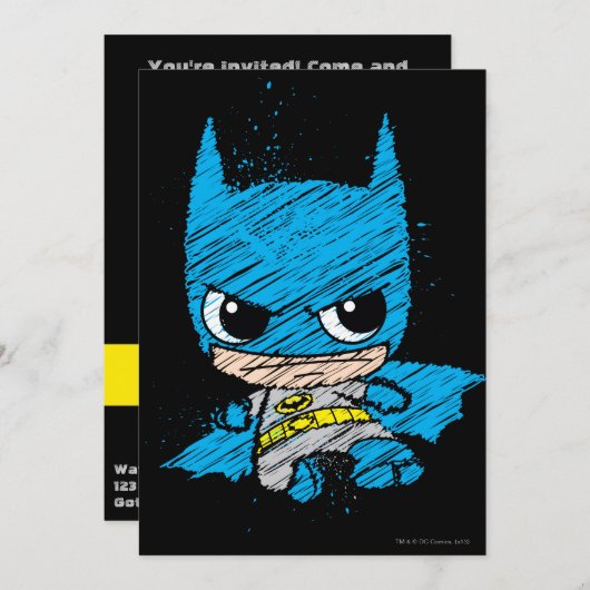 Invitation Croquis Mini Batman (Devant / Derrière)