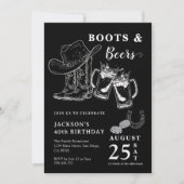 Invitation Croquis Rustique À La Main Bottes & Bières À Tout  (Devant)