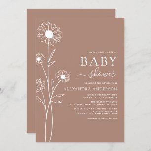 Invitation Croquis végétal minimaliste baby shower