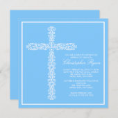 Invitation Cross Baptism Christening Boy Baptism Inviation (Devant / Derrière)