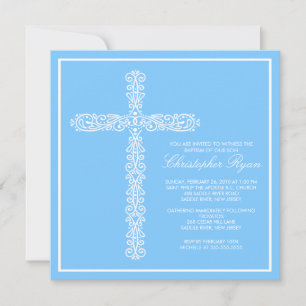 Invitation Cross Baptism Christening Boy Baptism Inviation