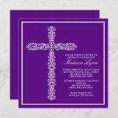 Invitation Cross Baptism Christening Girl Baptism Inviation (Devant / Derrière)