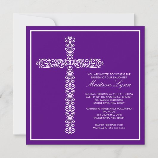 Invitation Cross Baptism Christening Girl Baptism Inviation (Devant)